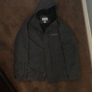 Columbia jacket hooded mens XL Omni-tech waterproof breathable gray rain